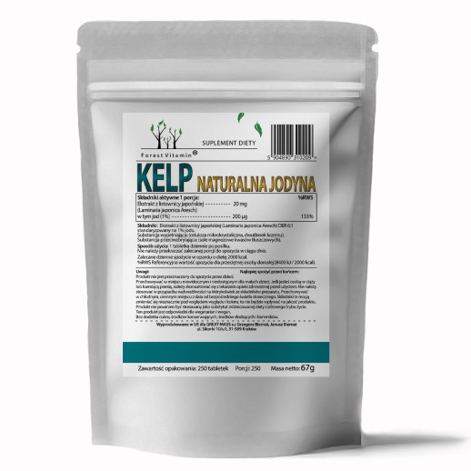 KELP Naturalna Jodyna 200mg  250 Tabletek od Forest Vitamin®