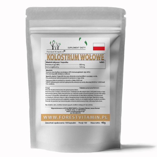 Forest Vitamin®  Kolostrum Wołowe IgG 40% 280mg  100 Kapsułek
