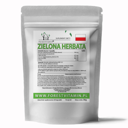 Forest Vitamin®  Zielona Herbata Ekstrakt 500mg   60 Kapsułek