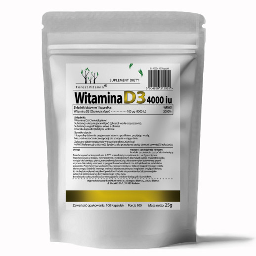 Forest Vitamin - Witamina D3 4000iu 100 kapsułek