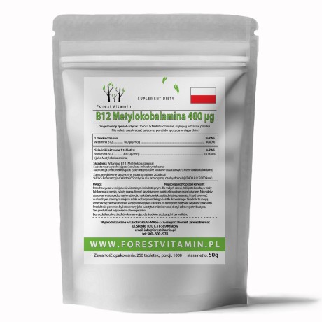 Przejdź do produktu Forest Vitamin® Witamina B12 Metylokobalamina 400 µg - 250 Tabletek