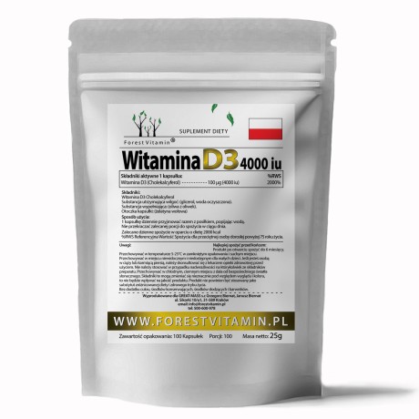 Przejdź do produktu Forest Vitamin® Witamina D3 4000iu - 100 Kapsułek