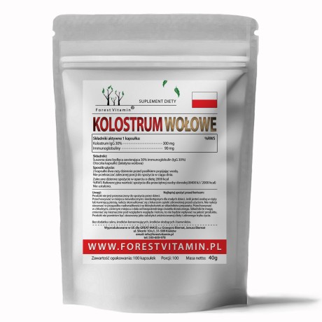 Przejdź do produktu Forest Vitamin® Kolostrum Wołowe IgG 30% 300 mg - 100 Kapsułek