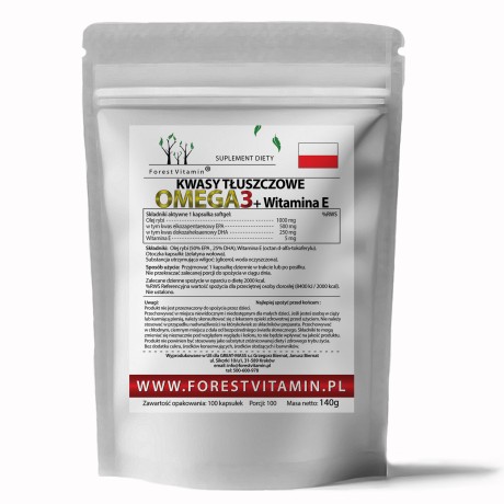 Przejdź do produktu Forest Vitamin® Omega-3 Strong 1000 mg + Witamina E - 100 Kapsułek SoftGel