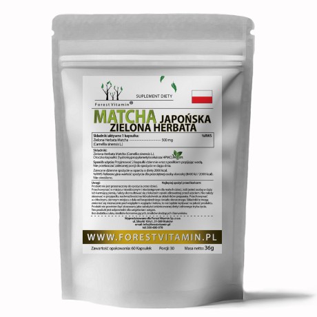 Przejdź do produktu Forest Vitamin® Matcha Japońska Zielona Herbata 500 mg - 60 Kapsułek