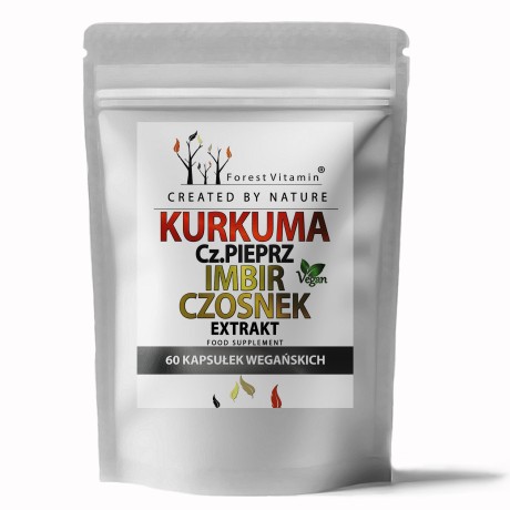 Przejdź do produktu Forest Vitamin® Kurkuma + Czarny Pieprz + Czosnek + Imbir - 60 Kapsułek