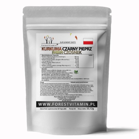 Przejdź do produktu Forest Vitamin® Kurkuma + Czarny Pieprz + Czosnek + Imbir - 60 Kapsułek