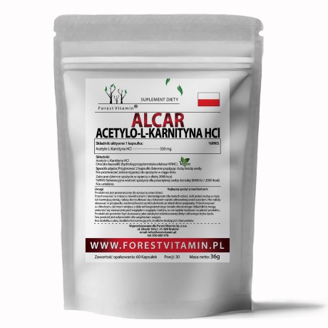 Przejdź do produktu Forest Vitamin® ALCAR (Acetylo-L-Karnityna HCL) 500 mg - 60 Kapsułek