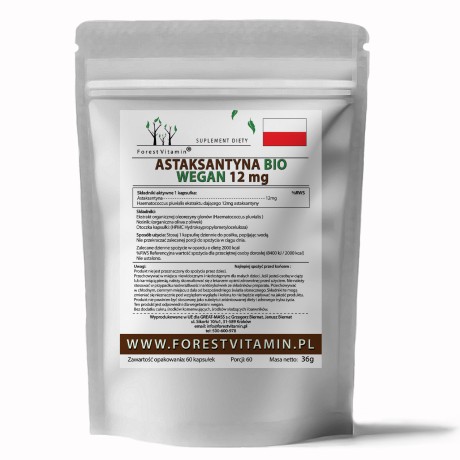 Przejdź do produktu Forest Vitamin® Astaksantyna BIO WEGAN 12 mg - 60 Kapsułek Olejowych