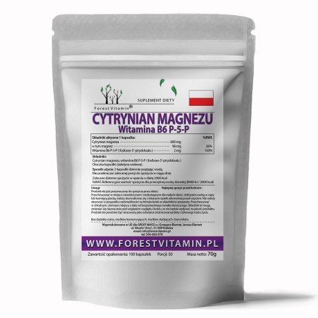 Przejdź do produktu Forest Vitamin® Cytrynian Magnezu + Witamina B6 (P5P) - 100 Kapsułek