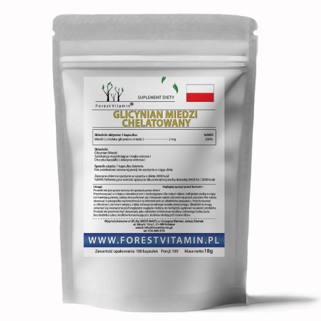 Przejdź do produktu Forest Vitamin® MIEDŹ CHELATOWANA - GLICYNIAN MIEDZI 2 mg - 100 Kapsułek