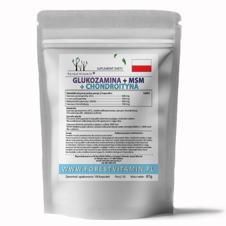 Przejdź do produktu Forest Vitamin® Glukozamina + MSM + Chondroityna - 100 Kapsułek