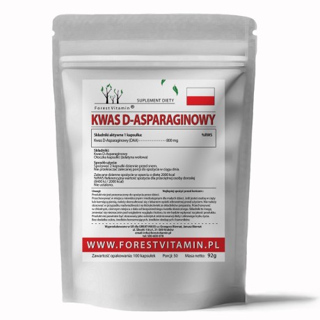Przejdź do produktu Forest Vitamin® DAA (Kwas D-Asparaginowy) 800 mg - 100 Kapsułek