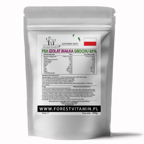Przejdź do produktu Forest Vitamin® Izolat Białka Grochu 85% - 500 gram w Proszku - WEGAŃSKI