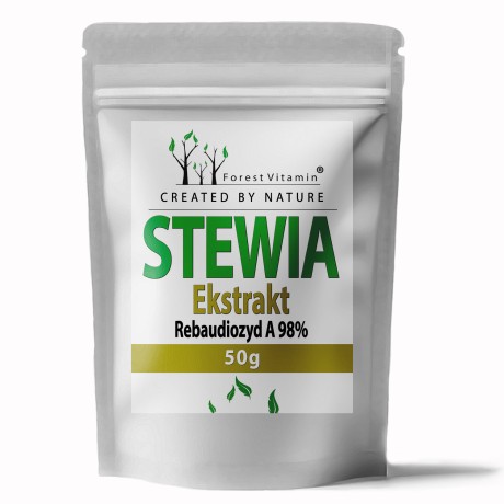 Przejdź do produktu Forest Vitamin® Stewia (Ekstrakt Rebaudiozydów A 98%) - 50 gramów w Proszku