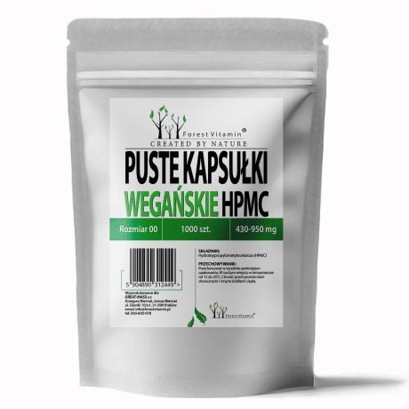 Przejdź do produktu Forest Vitamin® Puste kapsułki Wegańskie HPMC Rozmiar 00