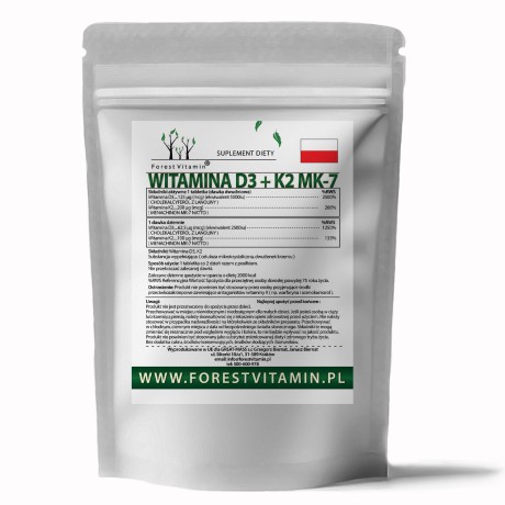 Przejdź do produktu Forest Vitamin® Witamina D3 5000 iu K2 MK-7 200 µg - Tabletki